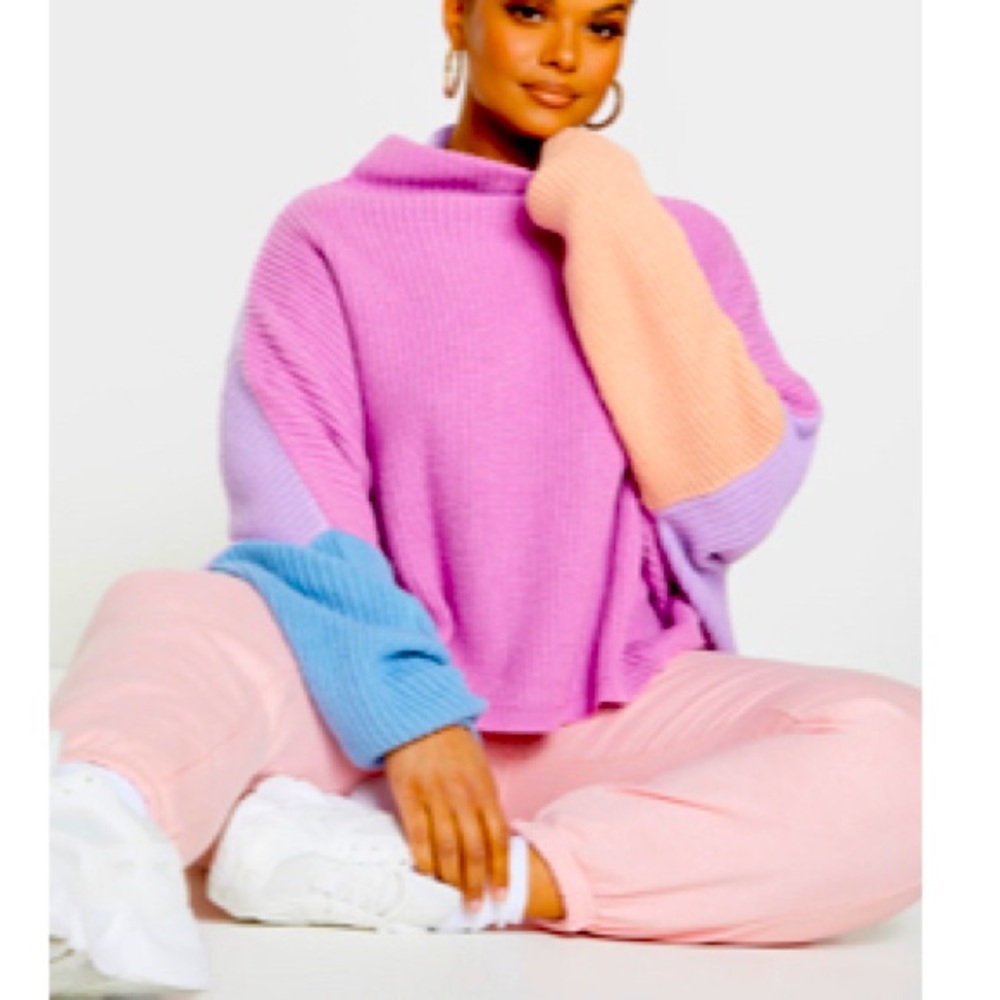 Plus size color block sweater